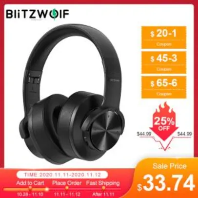[11/11] BlitzWolf® BW-HP2 bluetooth V5.0 Headphone Wireless Headset | R$167