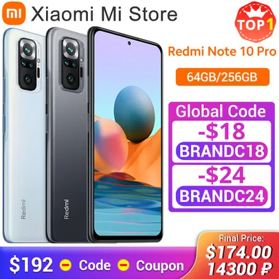 Smartphone Xiaomi Redmi Note 10 Pro 8GB 128GB Snapdragon 732g Versão Global