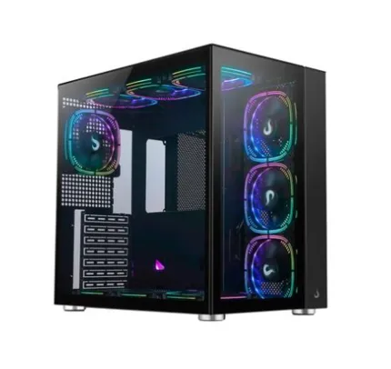 Gabinete Gamer Rise Mode Galaxy Glass Standard, Mid Tower, ARGB, ATX, Lateral e Frente em Vidro, 10x Cooler Fan, Preto - RM-GA-GGSB-ARGB