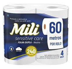 Mili, Papel Higiênico Folha Dupla 4 Rolos, 60 Metros