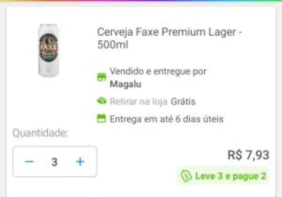 [Leve 3 pague 2] Cerveja Faxe Premium Lager 500mL
