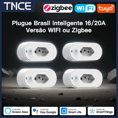 TNCE Tuya Plug Brasil 16/20A WiFi ou Zigbee soquete, tomada adaptadora