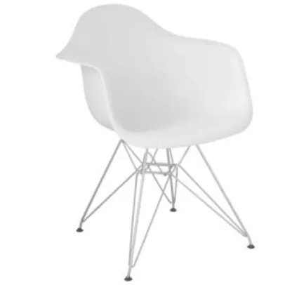 Cadeira Eames Eiffel Branca Com Braço Pés de Metal | R$ 130