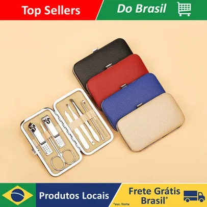 [ESTOQUE BR - MOEDAS] Conjunto de 8 Peças Manicure Clippers de Unhas de Aço Inoxidável