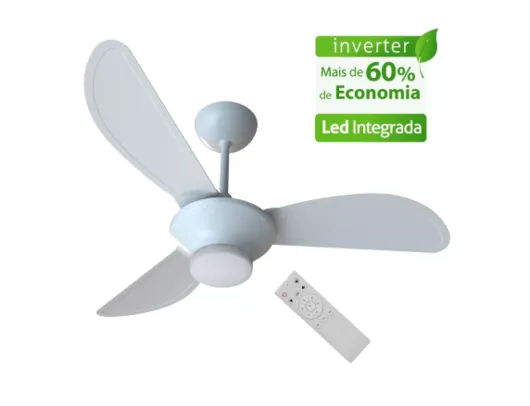 Ventilador de Teto Ventisol Wind Plus Inverter Branco Controle Remoto Led Integrada - Bivolt