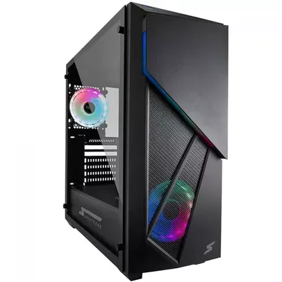 Gabinete Gamer SuperFrame Delta, RGB, Mid Tower, Vidro Temperado, Black, ATX, Sem Fonte, Com 2 Fans