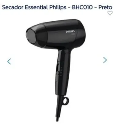 Secador Essential Philips - BHC010 - Preto - R$65