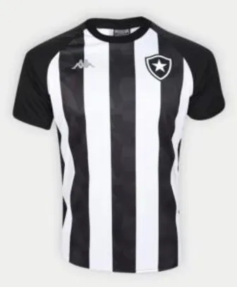 Camisa Botafogo Stripe Supporter 19/20 Kappa Masculina - Branco e Preto