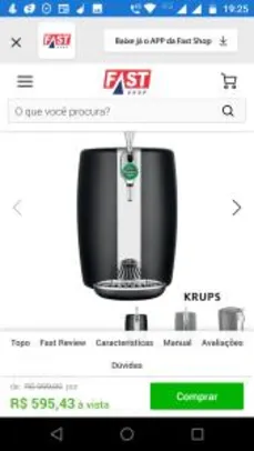 Saindo por R$ 595: Chopeira Beertender Krups Heineken com Capacidade de 5 Litros Preto - B101_CHOP - R$595 | Pelando