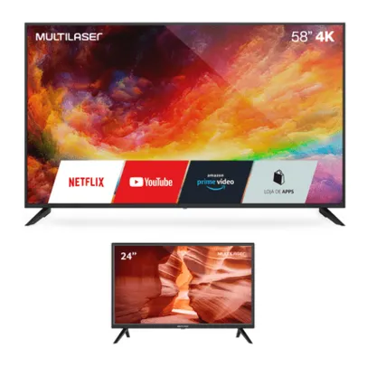 [AME R$2399] Compre Tela 58 Polegadas 4k Uhd Smart Com Wi-fi Integrado e Ganhe Tela 24 Pol. HD Conversor Digital Multilaser – TL039K