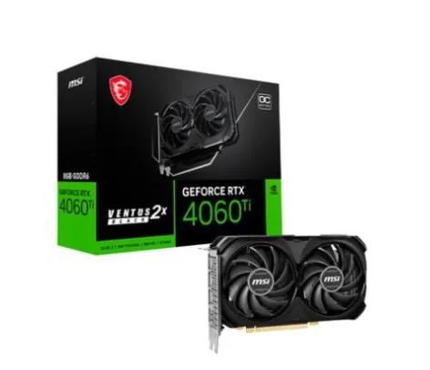 [Assinantes Prime] Placa de Vídeo RTX 4060 TI Ventus 2X Black 8G OC MSI NVIDIA GeForce, 8GB GDDR6, DLSS, Ray Tracing, G-Sync