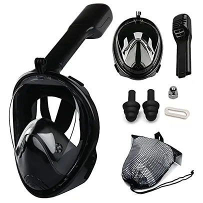 Máscara Mergulho Snorkel Full Face Suporte Gopro Câmera (Preto, G/GG)