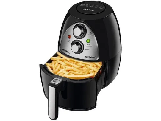 Fritadeira Sem Óleo Mondial, Family Inox-I - 4L, Preto, 1500W R$ 349