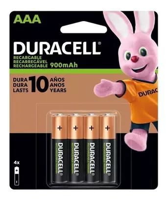 Pilha Duracell Recarregável Aaa 4 Unidades