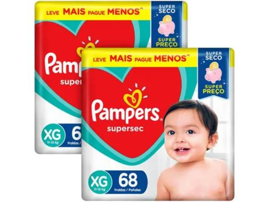 Kit Fralda Pampers Supersec Tam. XG - 11 a 15kg 136 Unidades - Fralda Descartável - Magazine Luiza