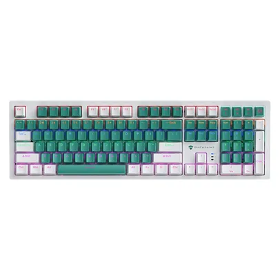 Teclado Mecânico Gamer Machenike K520-B108, RGB, Swtich Blue - Verde e Branco - MAC-K520-B108WGBR-WW