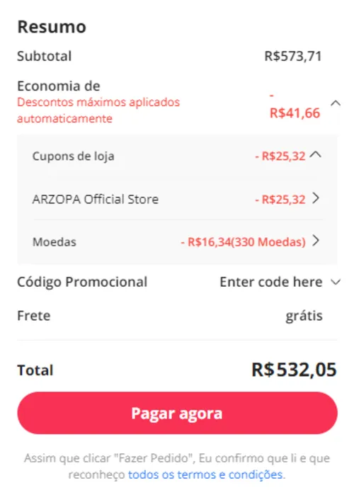 Imagem na descrição da promoção