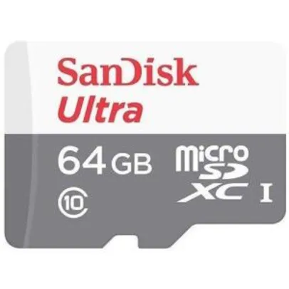 Cartão Micro SD Sandisk 64GB 80mb/s Sdxc Cl 10 R$55
