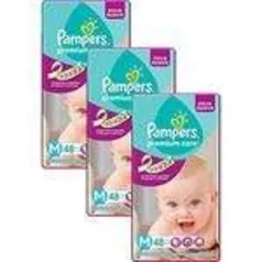 [Sou Barato] Kit Leve Mais Pague Menos - 3 Fraldas Pampers Premium Care  Tamanhos: P/M/XG/XXG por R$ 99