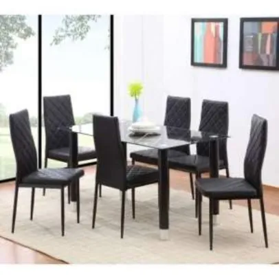 [Mobly] Conjunto de Mesa com 6 Cadeiras 150339 Preto. por R$ 800
