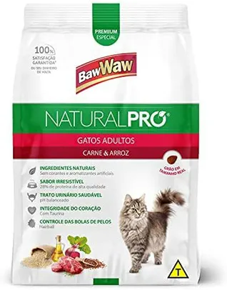 Ração Baw Waw Natural Pro para gatos adultos sabor Carne e Arroz - 2,5kg | R$15