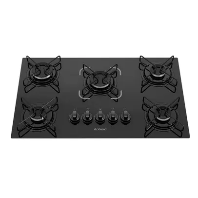 Cooktop a Gás 5 Bocas Itatiaia Essencial, Mesa de Vidro Temperado, Preto, Bivolt