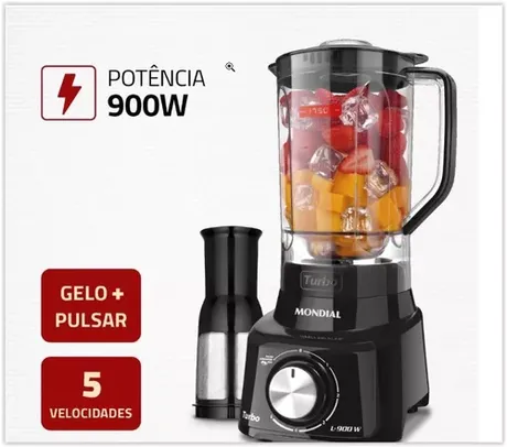 Liquidificador Turbo Full Mondial L-900 FB Preto 900W - 110v