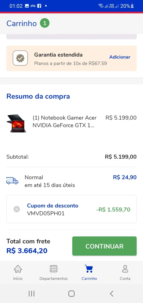 Imagem na descrição da promoção