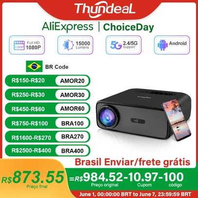 [Armazém BR / SEM TAXA / Moedas] Projetor TD97Pro Full HD 1920x1080p, roda 4K, com WiFi, Android e Espelhamento de Tela