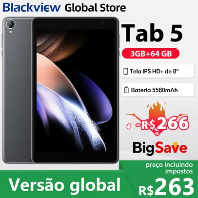 [Taxa Inclusa/Gpay/Moedas R$336] Blackview Tab 5 Tablet 8 polegadas HD + IPS Display 3GB 64 GB ROM Android 12 5580mAh