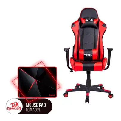 Cadeira Gamer MoobX gt racer Preto / Vermelho + Mousepad Redragon Capricorn Vermelho