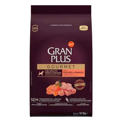 Ração Gran Plus Gourmet Cães Adultos Porte Médio e Grande Salmão e Frango 10,1kg