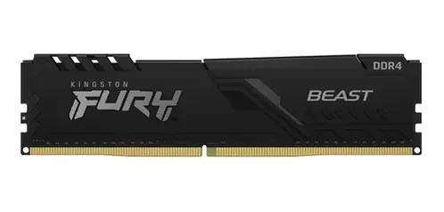 [2 UNIDADES] Memória RAM Fury Beast DDR4 color preto  8GB 1 Kingston KF432C16BB/8