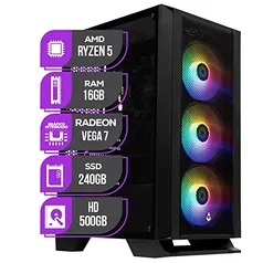 PC GAMER MANCER, AMD RYZEN 5 4600G, Vega 7, 16GB DDR4, SSD 240GB + HD 500GB, Fonte 500W 80 Plus