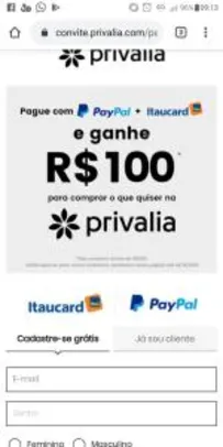 Pague com Itaucard + Paypal no Privalia e ganhe R$100 de desconto!
