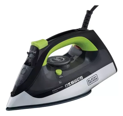 Ferro de Passar Roupa Black Decker Com Vaporizador Sistema Antigotejamento Preto Verde e Branco Modelo FX2700 127V