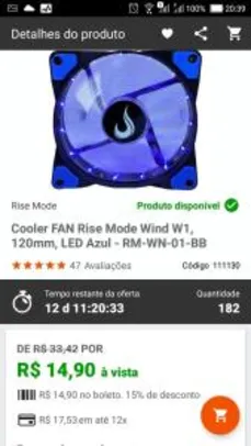 FAN Rise mode wind w1 120mm - Led Azul | R$15