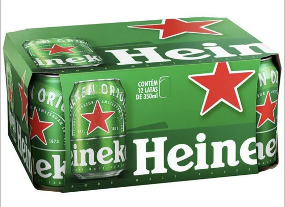 Cerveja Heineken Premium Puro Malte Pilsen Lager - 12 Unidades Lata 350ml 