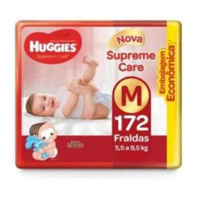 (A partir de 2 pacotes R$ 0,58 tira) Fraldas Huggies Supreme Care M com 172 unidade | R$ 100