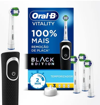 [PRIME] Oral-B Escova Elétrica Oral B Vitality 100+ Refis 3 Unidades, Preto
