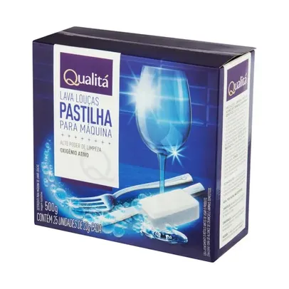 Detergente Pastilha para Máquina de Lavar Louças Qualitá Caixa 500g 25 Unidades