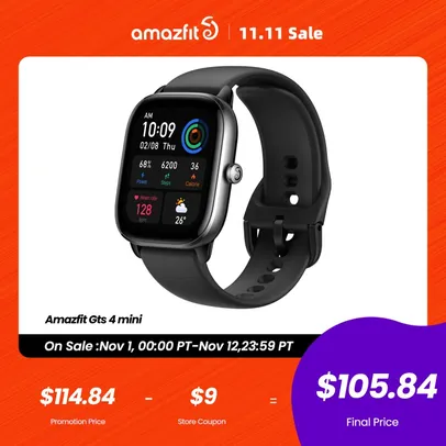 Smartwatch Amazfit GTS 4 Mini GPS Alexa