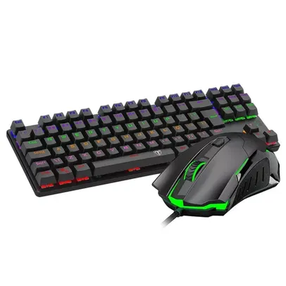 (APP) Kit Teclado Mecânico T-Dagger + Mouse Advance Force, LED, Switch Blue, 2400DPI, USB, 