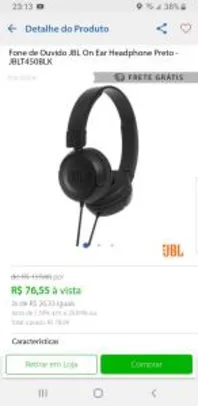 Fone de Ouvido JBL On Ear Headphone Branca - T450 - JBLT450BCO_PRD R$77