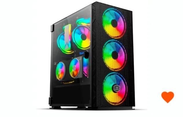 Gabinete Gamer Husky Polar, Mid Tower, ARGB, com FAN, Porta em Vidro Temperado 