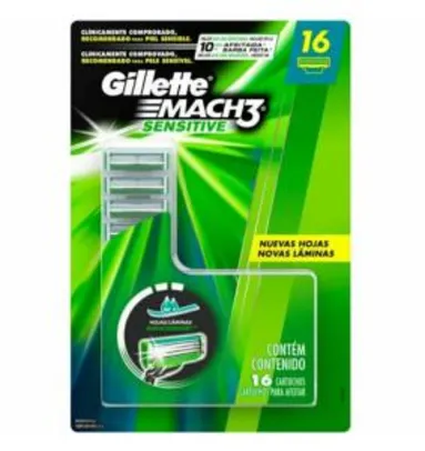 Carga para Aparelho de Barbear Gillette - Mach3 Sensitive 16 Cargas - R$80