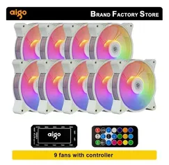 [Moedas]Kit 9 Fans Aigo AR12 + Controladora