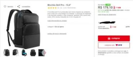 [AME R$ 156] Mochila Dell Pro - 15,6" | R$ 161