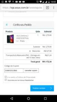 [Asus] Asus Zenfone 2 32gb aproveitem o cupom de desconto - R$1172