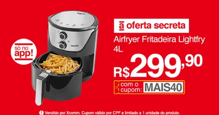 [APP] Airfryer Fritadeira Lightfry Em Inox 4 Litros - Suggar | R$300